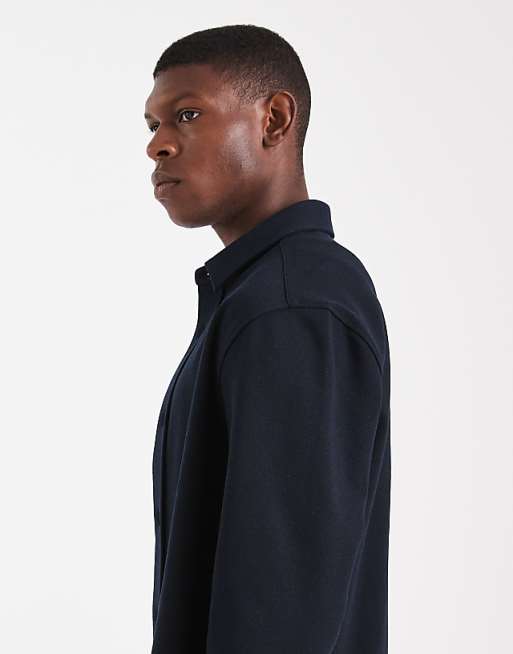 DESIGN Regular Fit Jersey Shirt In Navy