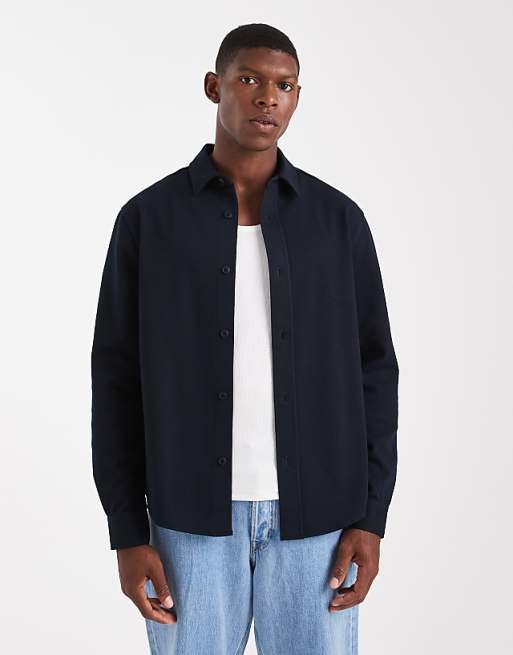 DESIGN regular fit jersey shirt in navy
