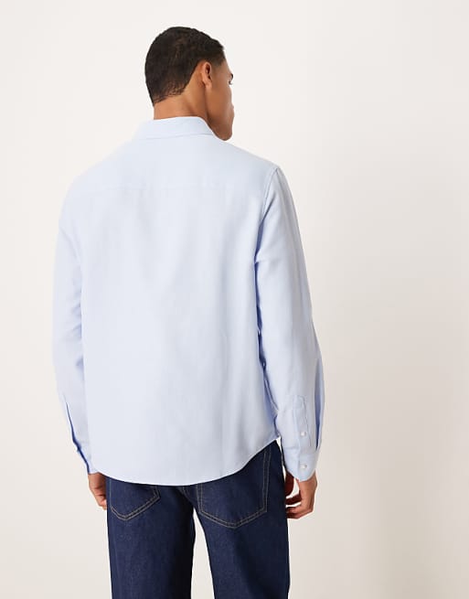 DESIGN Regular Fit Oxford Shirt With Chest Embroidery In Light Blue