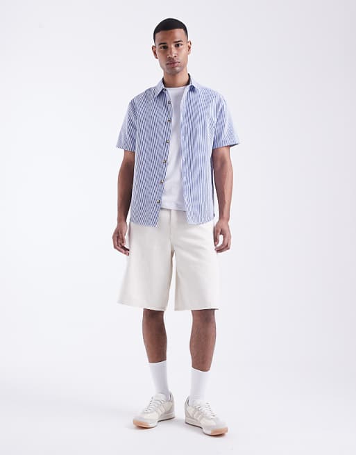 DESIGN Regular Fit Shirt In Blue Stripe