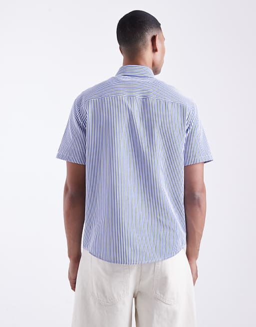 DESIGN Regular Fit Shirt In Blue Stripe