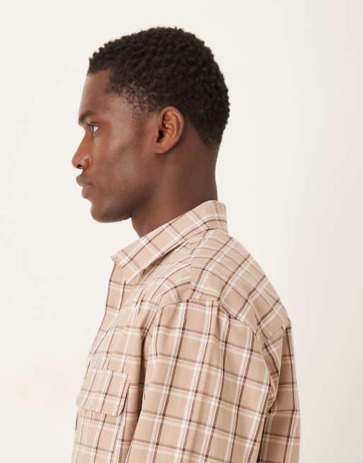 DESIGN Regular Fit Shirt In Neutral Check