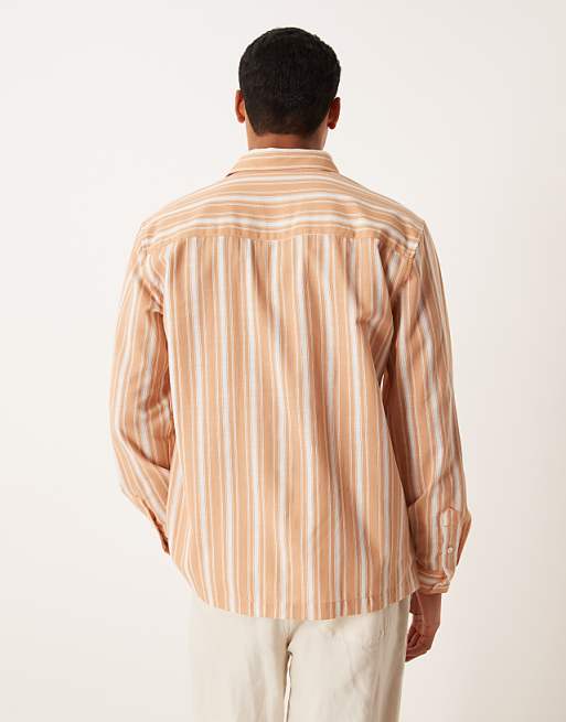 DESIGN Regular Fit Shirt In Orange Stripe