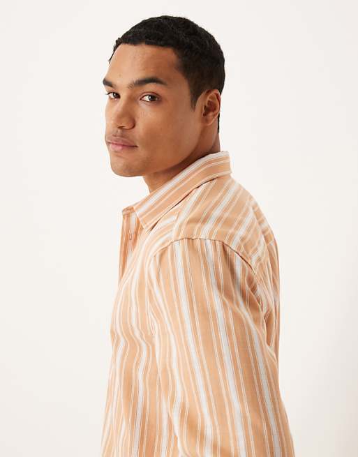 DESIGN Regular Fit Shirt In Orange Stripe