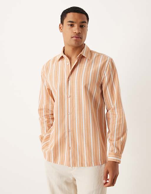 DESIGN regular fit shirt in orange stripe