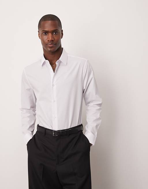 DESIGN regular fit shirt in white
