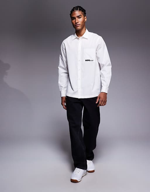 DESIGN Regular Fit Shirt With Embroidery In White
