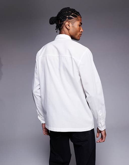 DESIGN Regular Fit Shirt With Embroidery In White