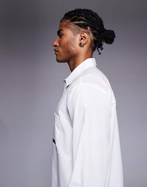 DESIGN Regular Fit Shirt With Embroidery In White