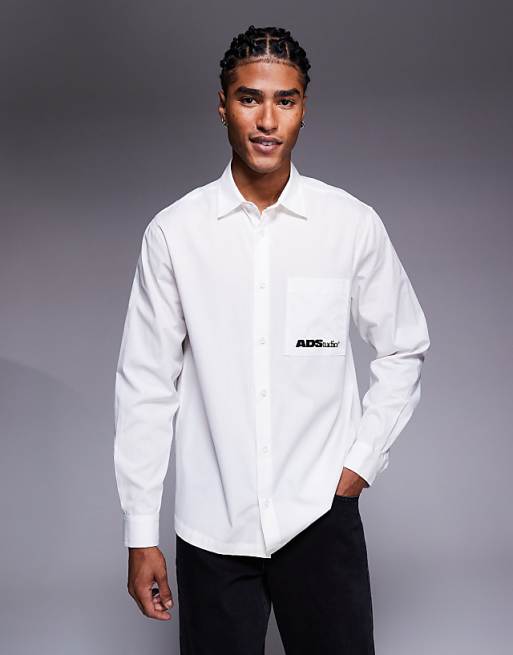 DESIGN regular fit shirt with embroidery in white