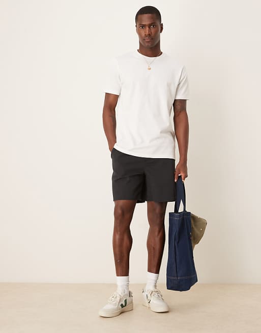 DESIGN regular length pull on bermuda short in black
