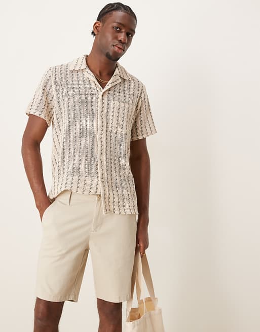 DESIGN Regular Length Skinny Chino Shorts In Stone