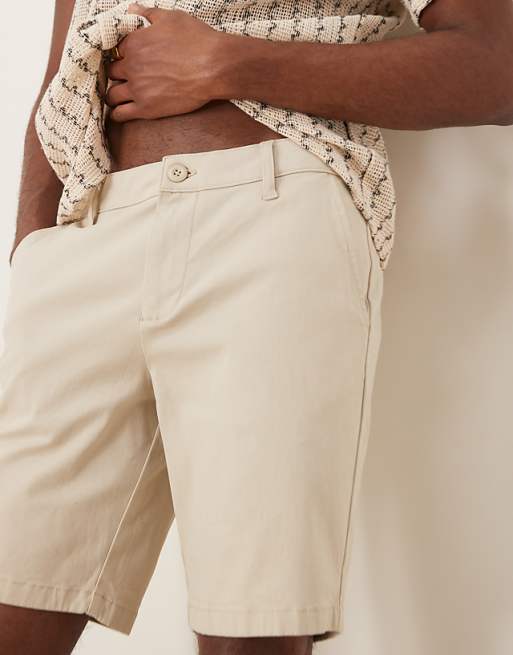 DESIGN Regular Length Skinny Chino Shorts In Stone