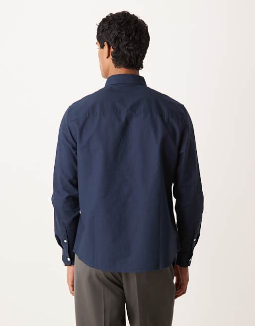 DESIGN Regular Oxford Shirt In Navy