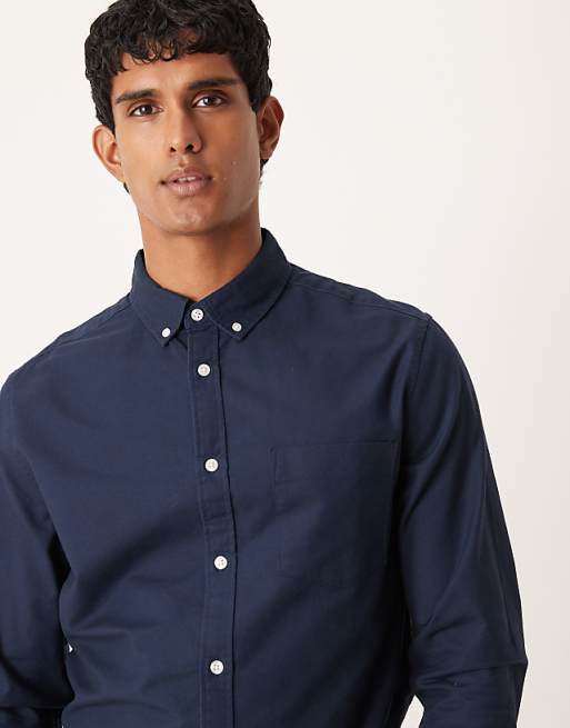 DESIGN Regular Oxford Shirt In Navy