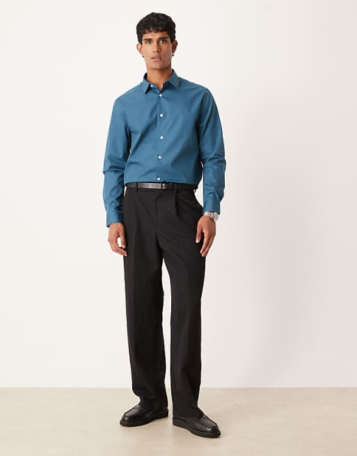 DESIGN Regular Poplin Shirt In Teal