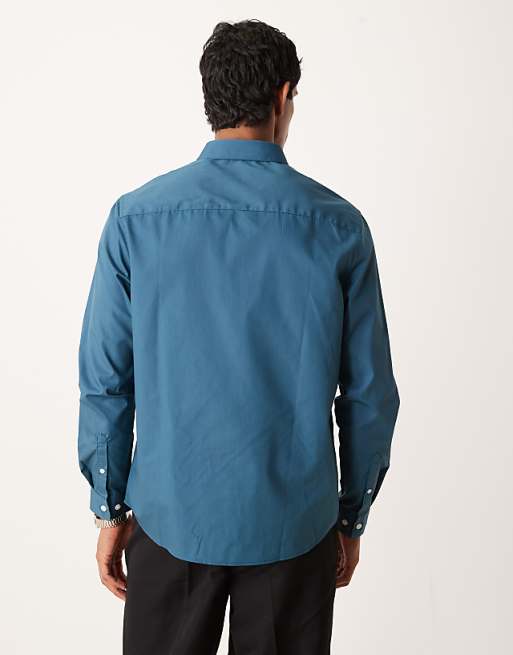 DESIGN Regular Poplin Shirt In Teal