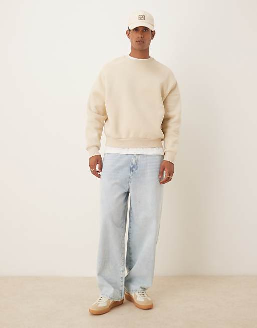 DESIGN Relaxed Boxy Sweatshirt In Beige