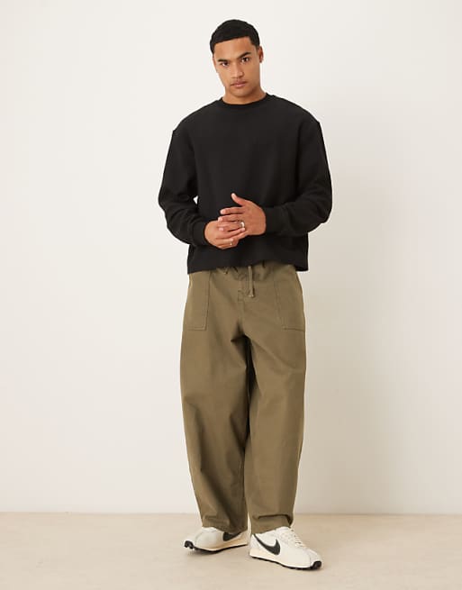 DESIGN Relaxed Boxy Sweatshirt With Ribbed Texture In Black