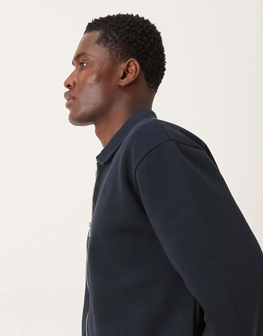 DESIGN Relaxed Boxy Zip-through Harrington In Navy