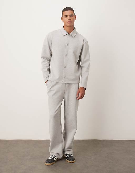 DESIGN Relaxed Button Through Jacket In Light Grey