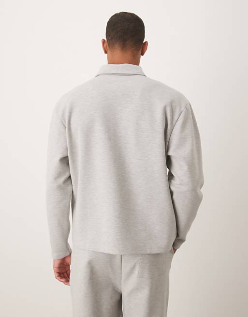 DESIGN Relaxed Button Through Jacket In Light Grey