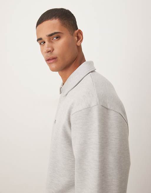 DESIGN Relaxed Button Through Jacket In Light Grey
