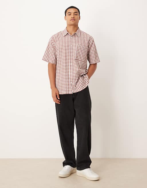 DESIGN Relaxed Check Shirt In Red