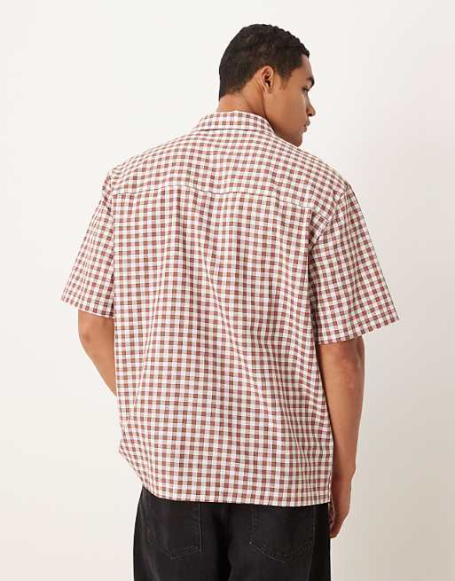 DESIGN Relaxed Check Shirt In Red