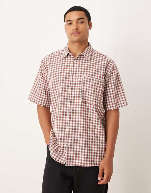 DESIGN relaxed check shirt in red