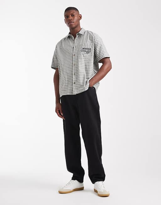 DESIGN Relaxed Checked Shirt With Chest Embroidery In Green