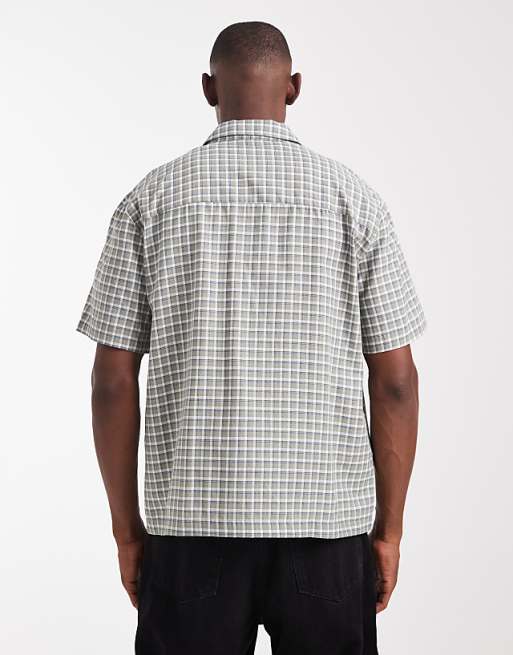 DESIGN Relaxed Checked Shirt With Chest Embroidery In Green