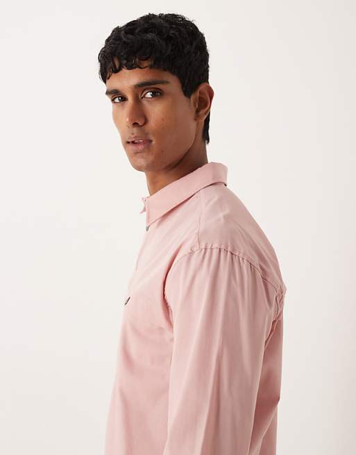 DESIGN Relaxed Cotton Shirt With Trench Detail In Pink