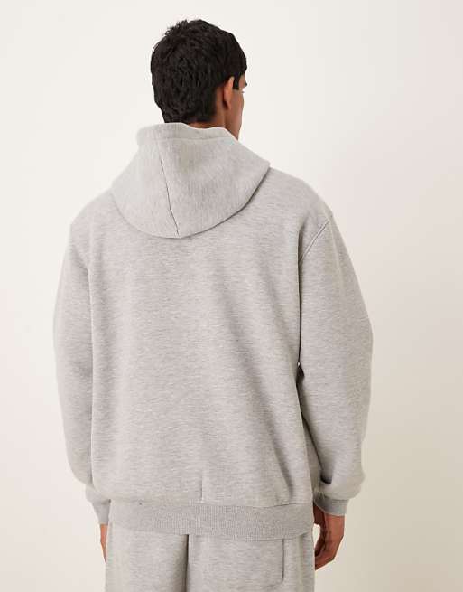 DESIGN Relaxed Fit Co-ord Hoodie With Chest Print In Grey Marl