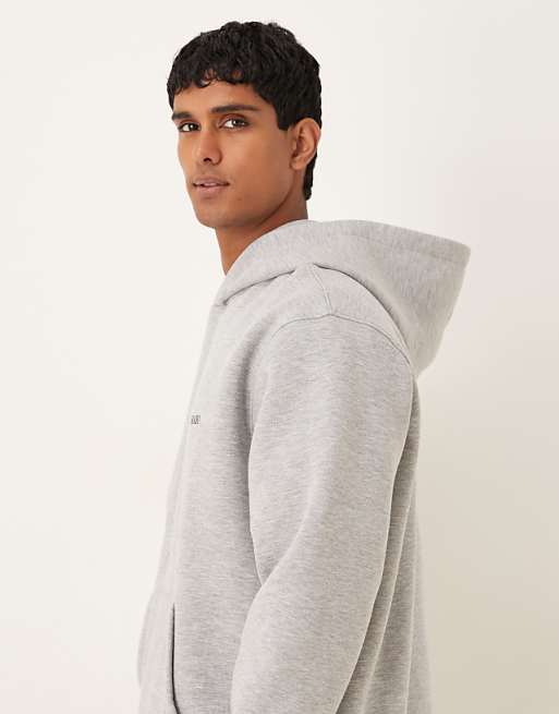 DESIGN Relaxed Fit Co-ord Hoodie With Chest Print In Grey Marl
