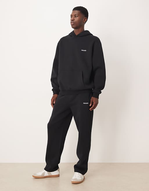 DESIGN Relaxed Fit Co-ord Hoodie With Print In Black
