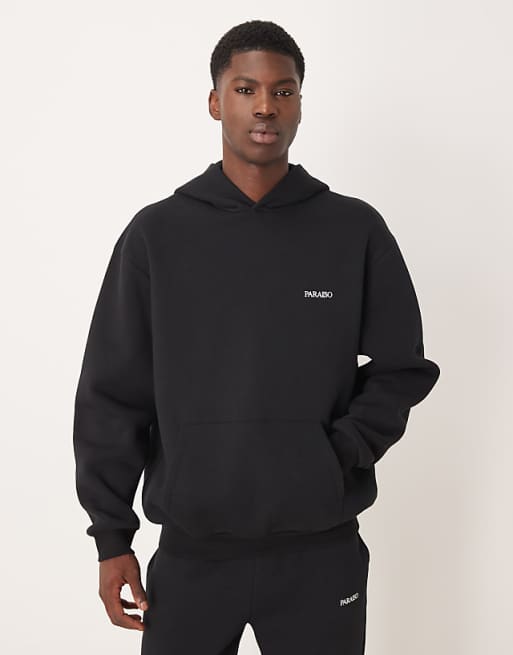 DESIGN relaxed fit co-ord hoodie with print in black