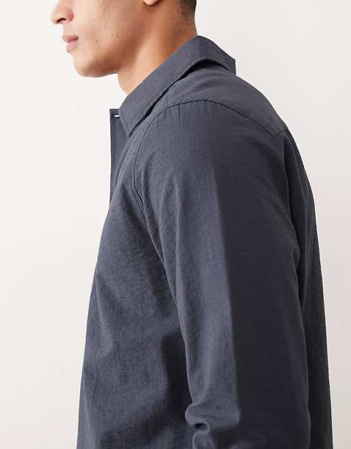 DESIGN Relaxed Fit Overhead Textured Shirt In Blue