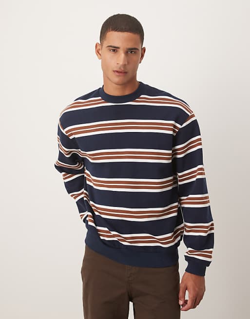 DESIGN relaxed fit pinstripe crew in navy