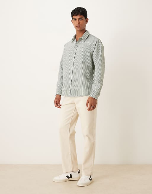 DESIGN Relaxed Fit Seersucker Striped Shirt