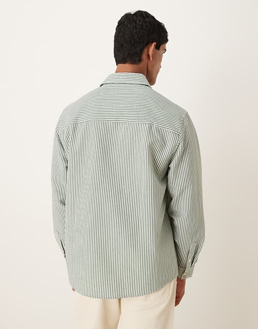 DESIGN Relaxed Fit Seersucker Striped Shirt