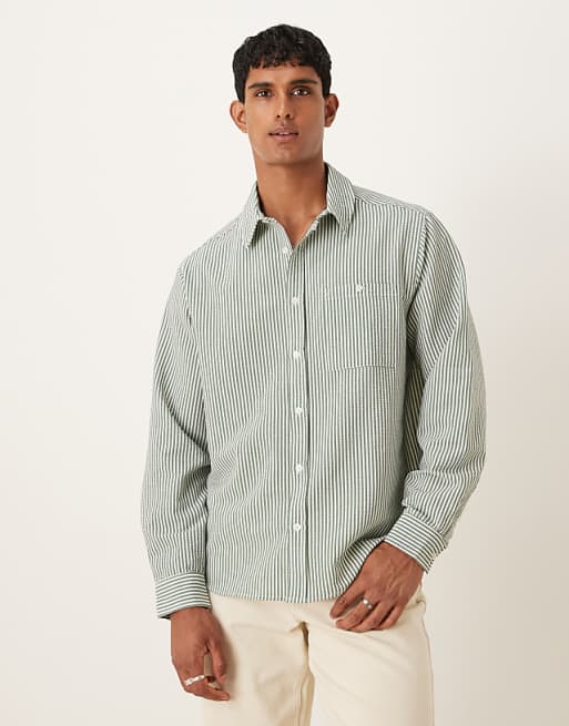 DESIGN relaxed fit seersucker striped shirt