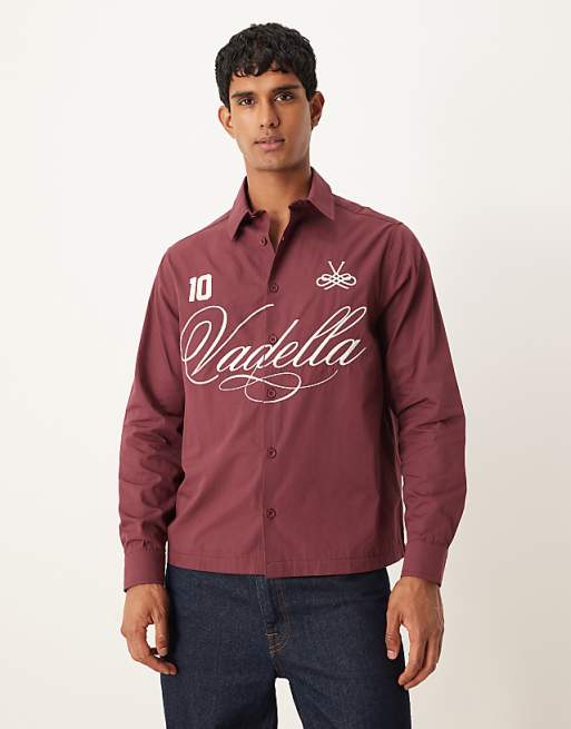 DESIGN relaxed fit shirt with embroidery in burgundy
