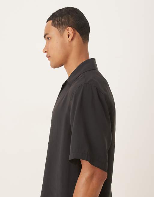 DESIGN Relaxed Fit Shirt With Floral Print Detail In Black
