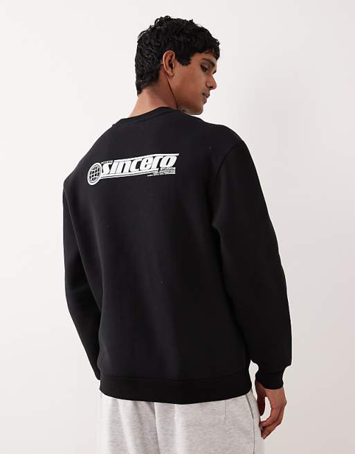DESIGN Relaxed Fit Sweatshirt With Chest Print In Black