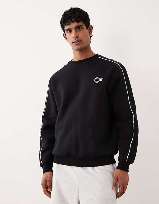 DESIGN Relaxed Fit Sweatshirt With Chest Print In Black