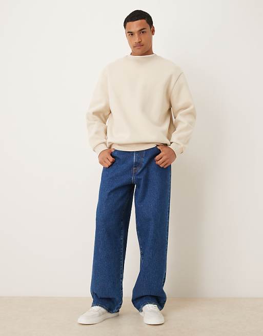 DESIGN Relaxed Fit Sweatshirt With Souvenir Print In Beige