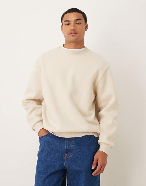 DESIGN Relaxed Fit Sweatshirt With Souvenir Print In Beige
