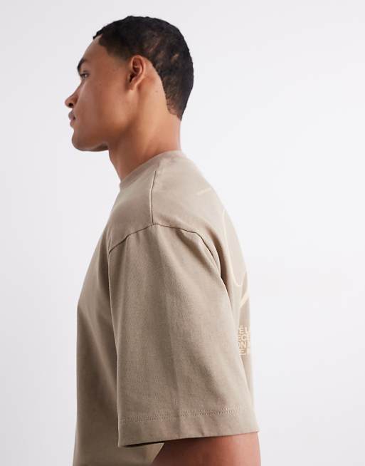 DESIGN Relaxed Fit T-shirt With Back Print Detail In Greige