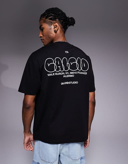 DESIGN relaxed fit t-shirt with bubble print detail in black
